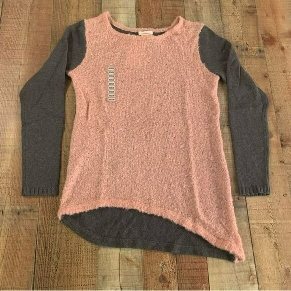 Sundance womens pink and gray asymmetrical long sleeve crew neck sweater -M - Picture 1 of 7
